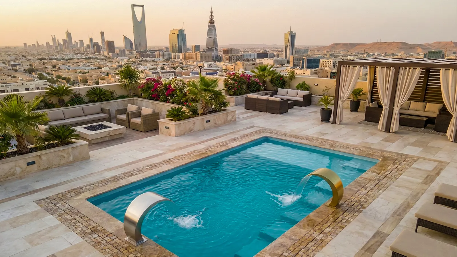 Architectural fiberglass pool product from Explore Industries in a global commercial setting.